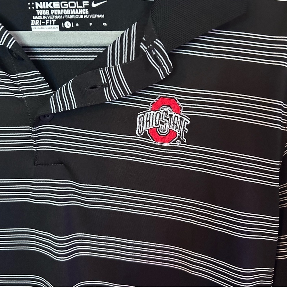 Striped Polo Shirt with Logo Nike Golf Ohio State S great condition - Picture 2 of 4